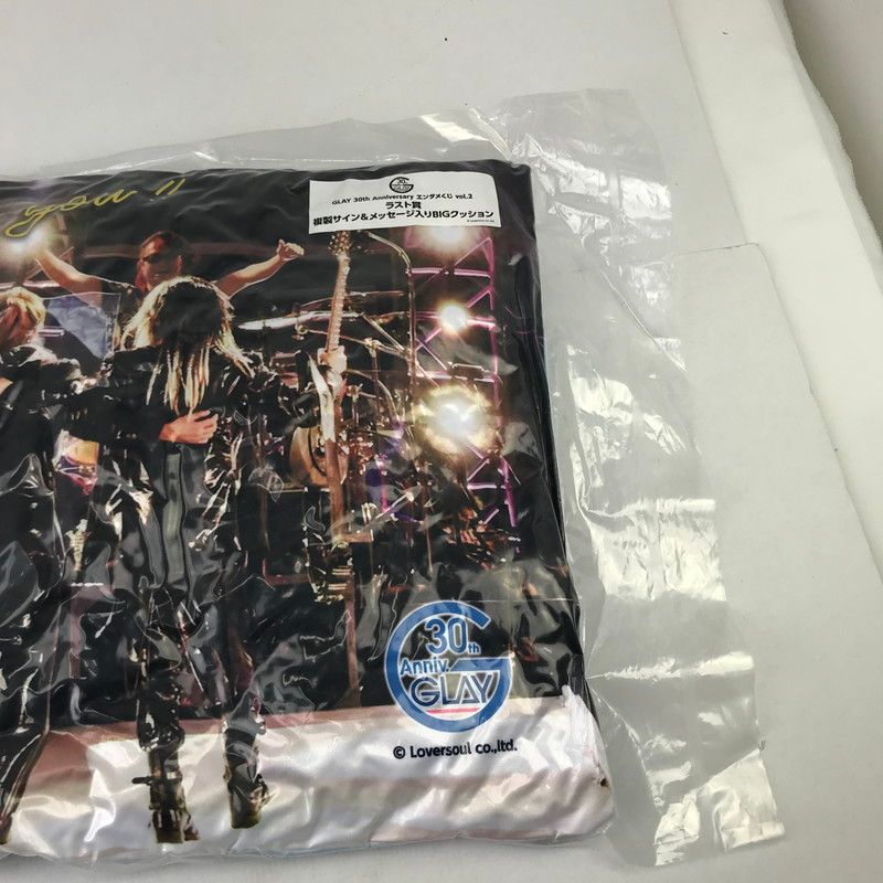 中古品】 GLAY 複数サイン＆メッセージ入りBiGクッション 「GLAY 30th