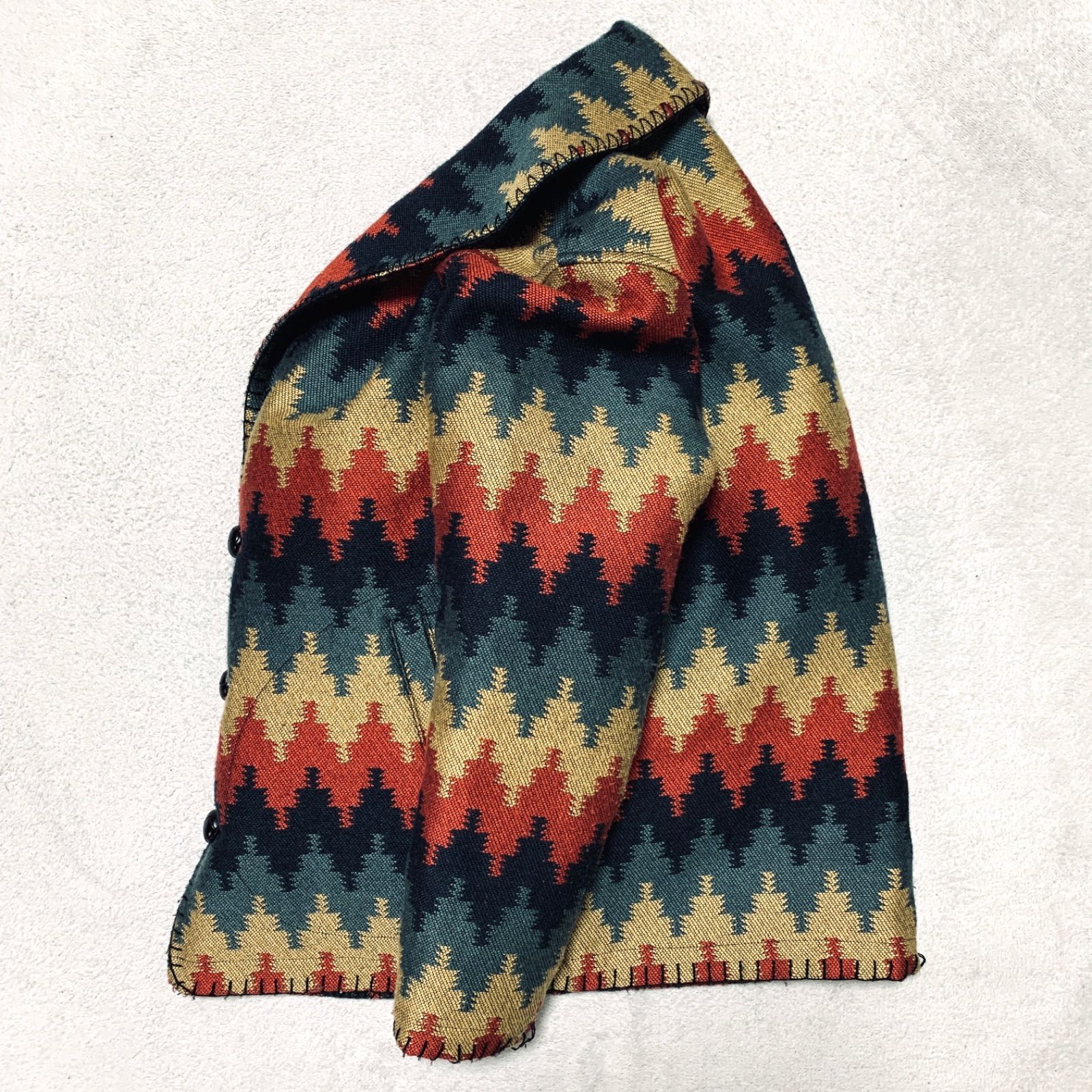 CALEE NATIVE PATTERN SHALL COLLAR JACKET ワークジャケット ウール