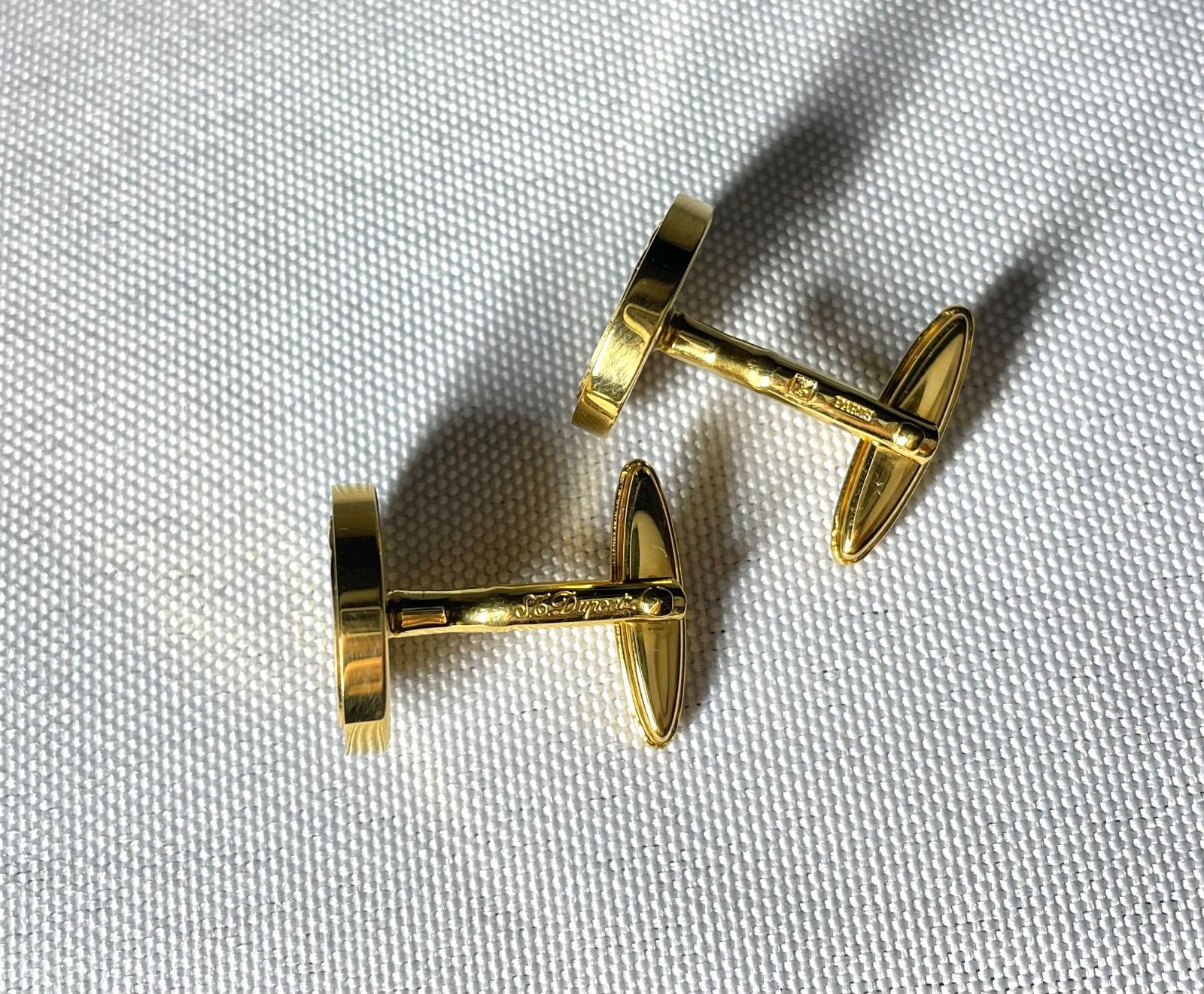 美品 S.T.Dupont デュポン Dロゴ ストライプライン オーバルカフス