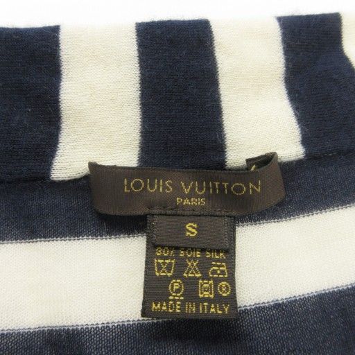 【中古】ルイヴィトン LOUIS VUITTON ニットカットソー カシミヤ シルク混 カシシル ボーダー リボン 5分袖 S IBO83 ルイヴィトン LOUIS VUITTON ニットカットソー カシミヤ シルク混