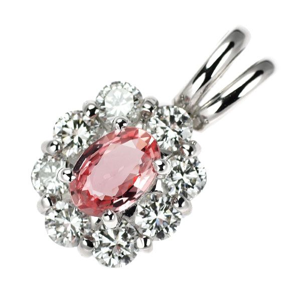 希少 Pt900 パパラチア サファイア ダイヤモンド ペンダントトップ