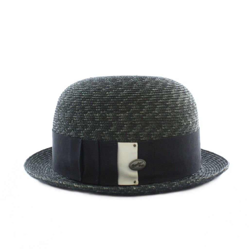 ボルサリーノ Borsalino 18.57 ストローハット 麦わら 帽子 天然草 紺