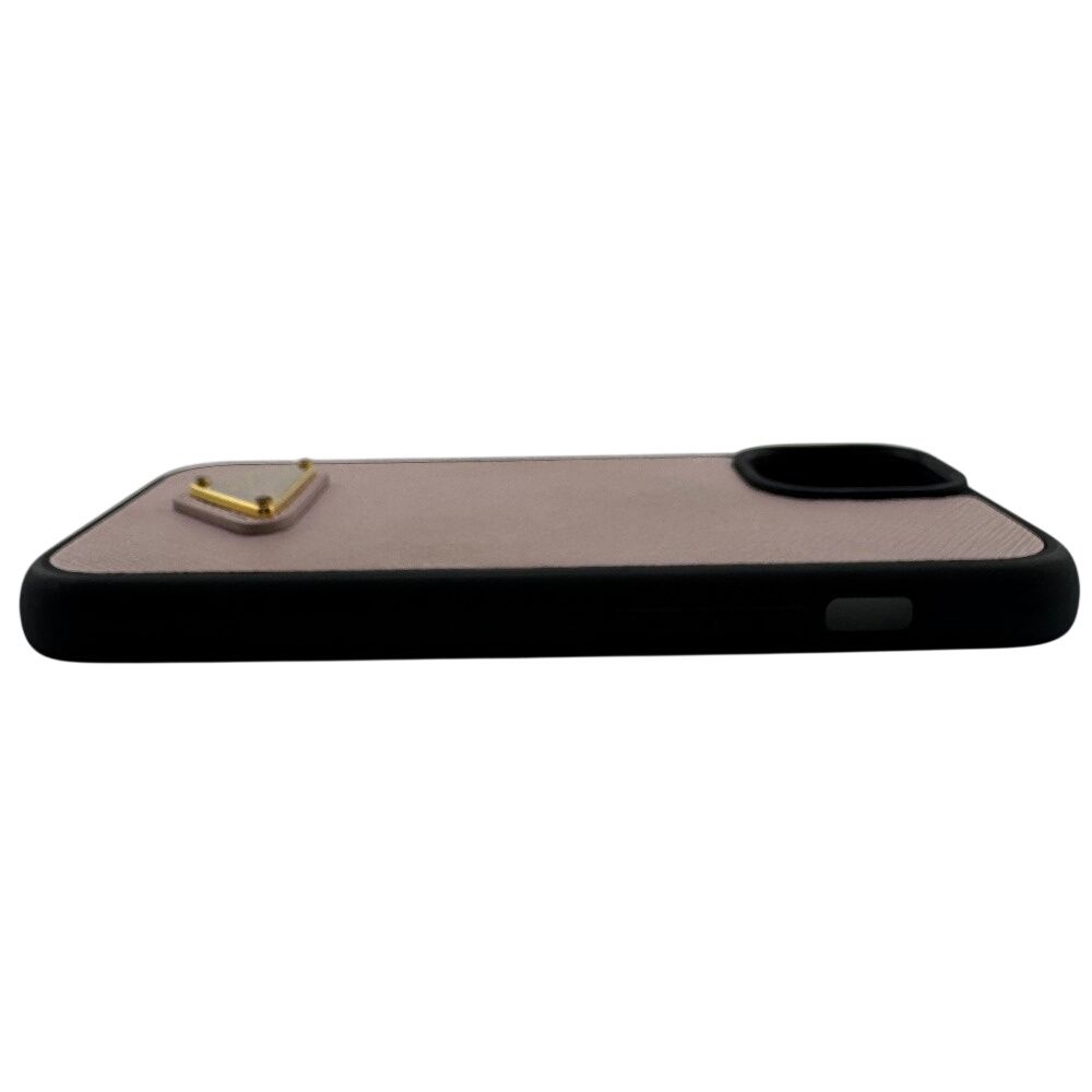 PRADA プラダ iPhone15用 三角ロゴ プレート iPhoneケース ピンク