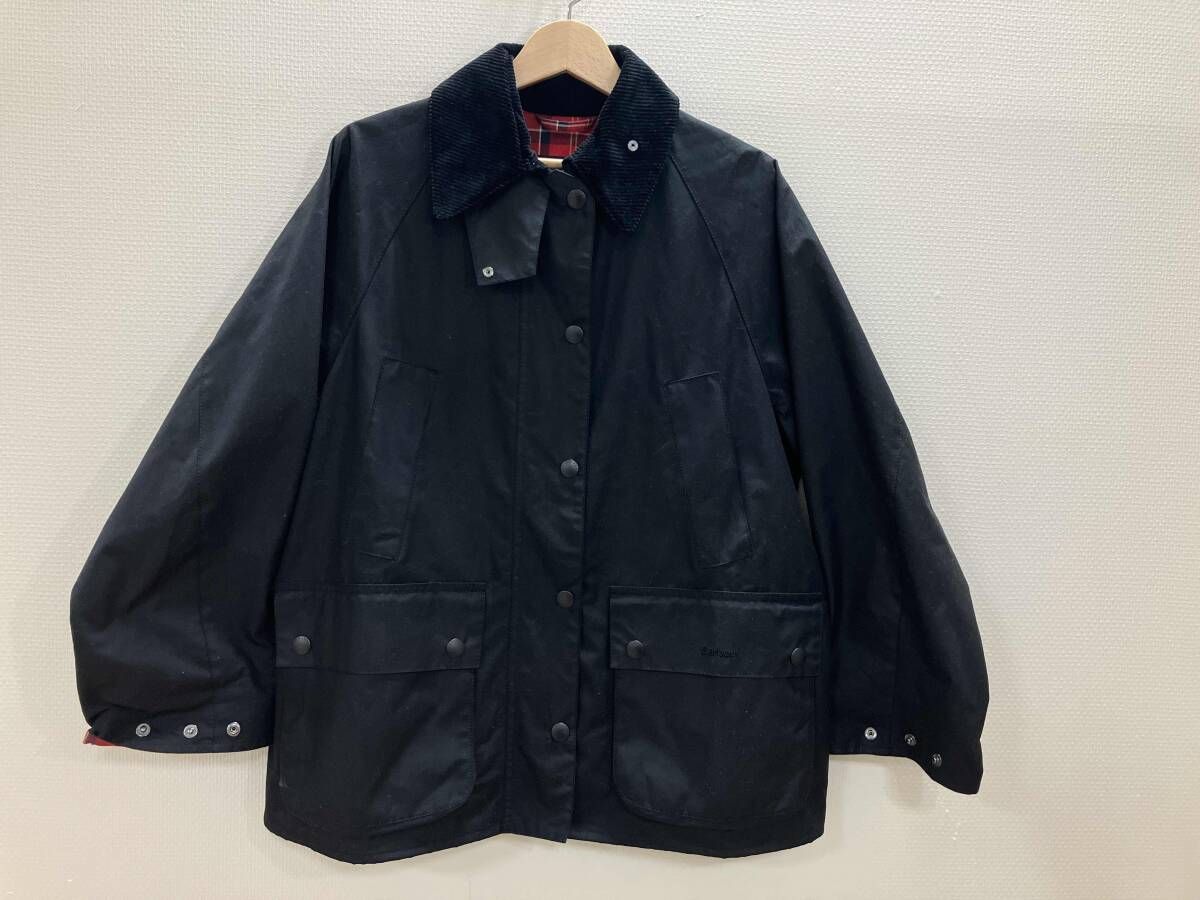 【ponta】Barbourオイルドジャケット UK10 BARBOUR バブアー 黒 オイルジャケット ワックスジャケット ジップ