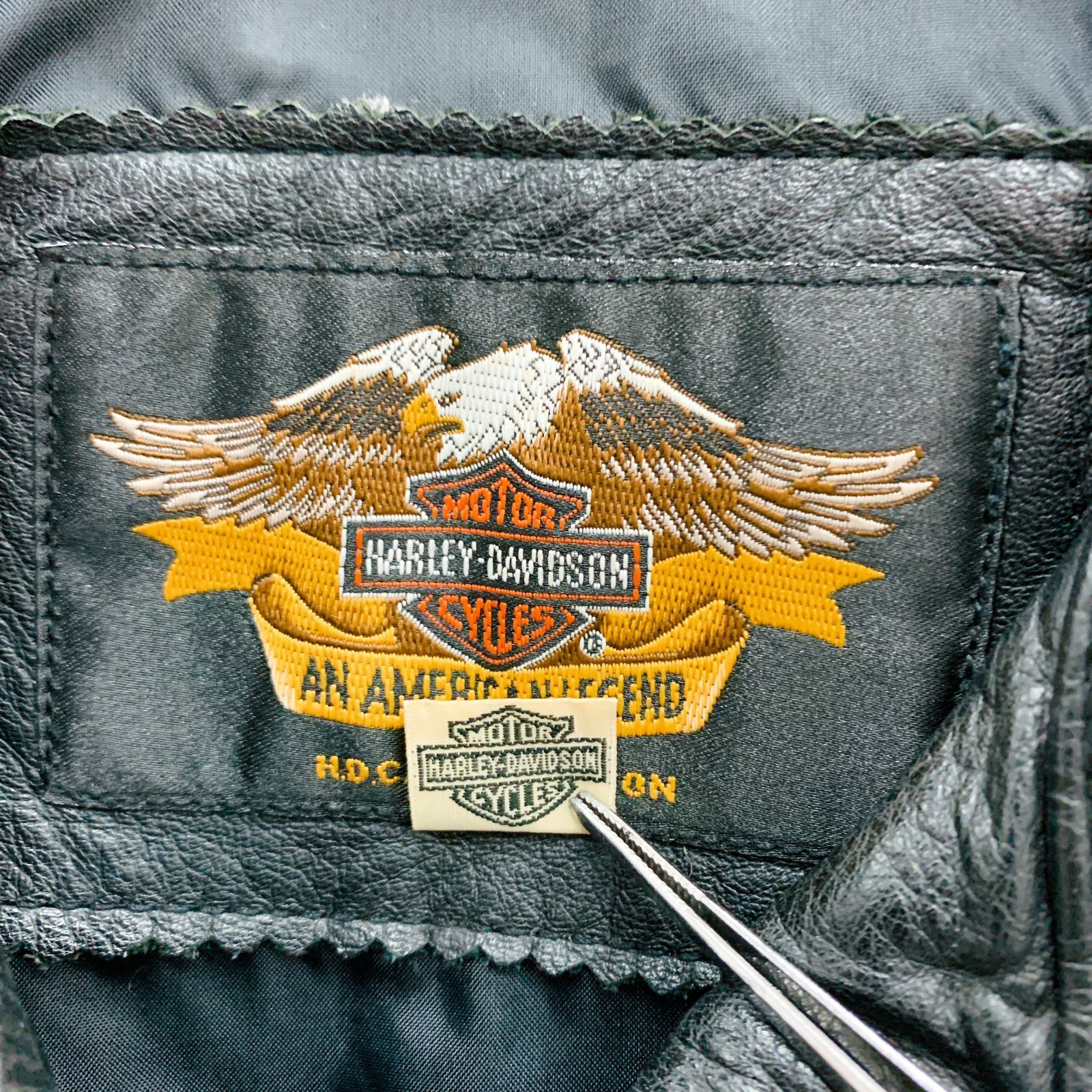 HARLEY DAVIDSON レザー長袖シャツ ジャケット 80077 Lサイズ ブラック