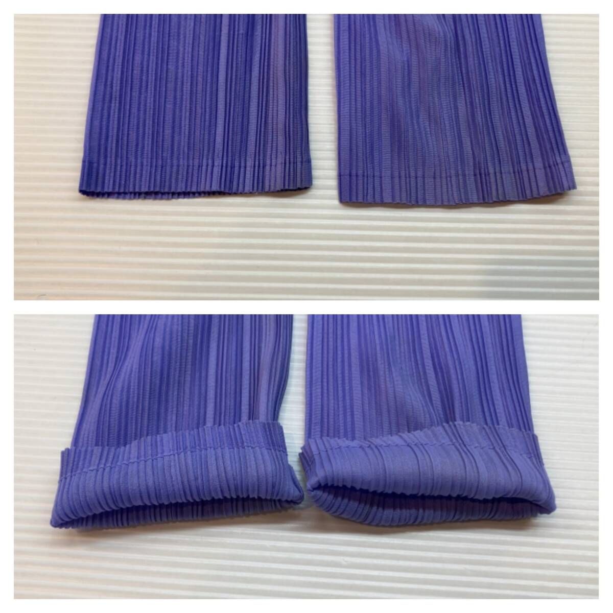 美品　プリーツプリーズ　カットソー　イッセイミヤケ　パープル　サイズ3　M イッセイミヤケ プリーツ ハイネック プリーツ カットソー 3 L相当