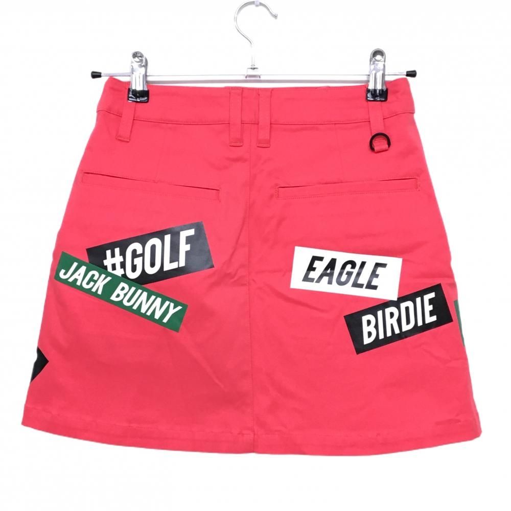 超美品】ジャックバニー スカート レッドピンク×白 ロゴプリント 内側