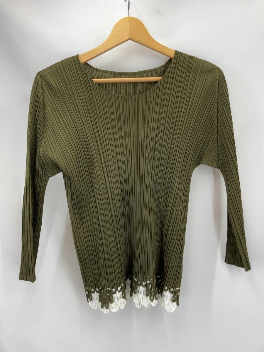 PLEATS PLEASEプリーツプリーズ　イッセイミヤケ　カットソー　緑　L TOP | PLEATS PLEASE ISSEY MIYAKE GO ON HUMMING プリーツ プリーズ
