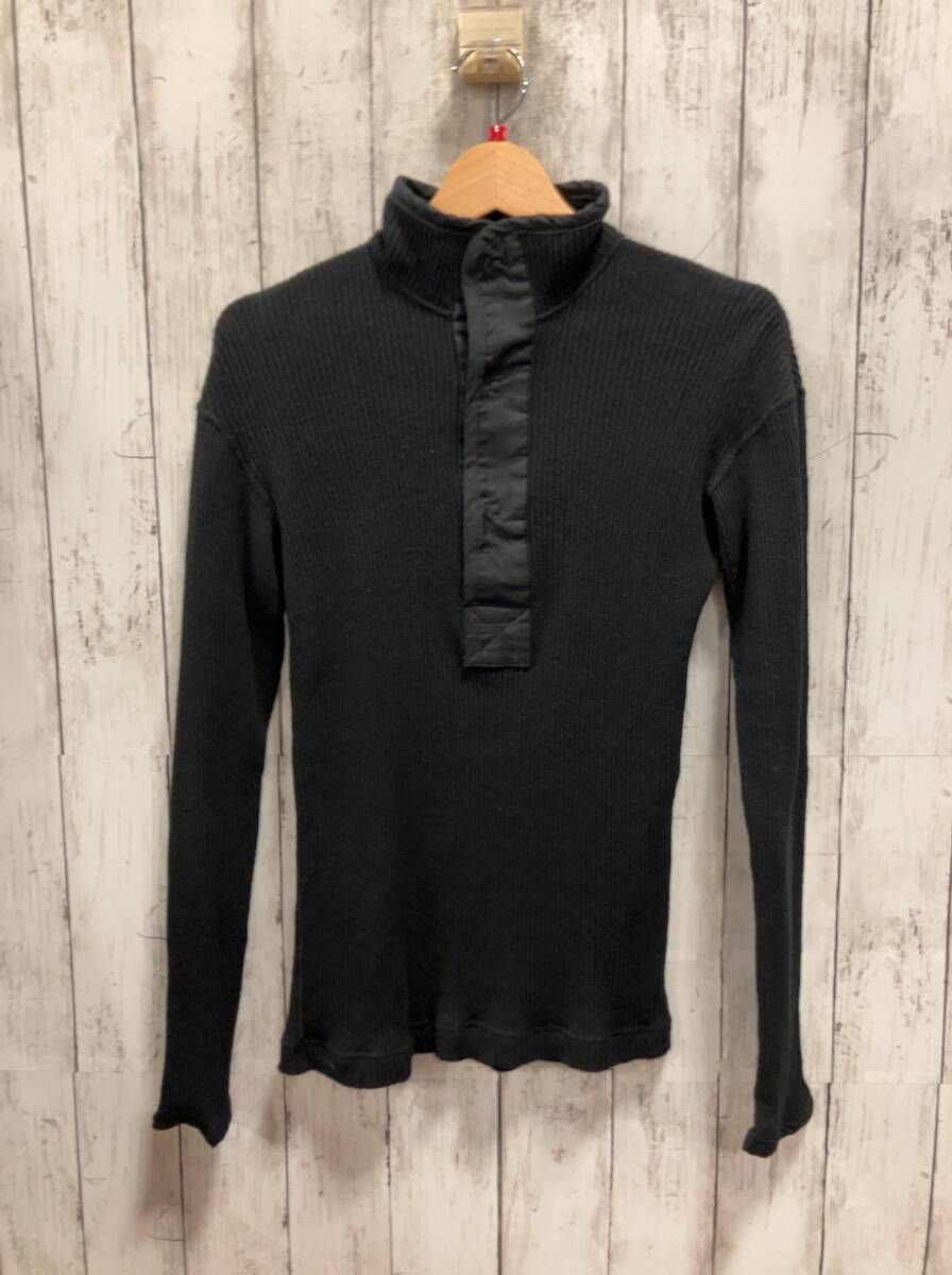 Y's ワイズ 長袖ニット ブラック ハーフスナップ 日本製 コットン 100