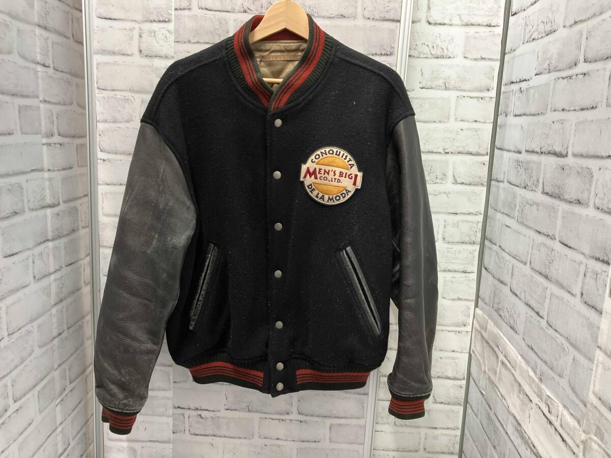 MENS BIGI/ウールスタジャン/バーシティジャケット/袖レザー/牛革