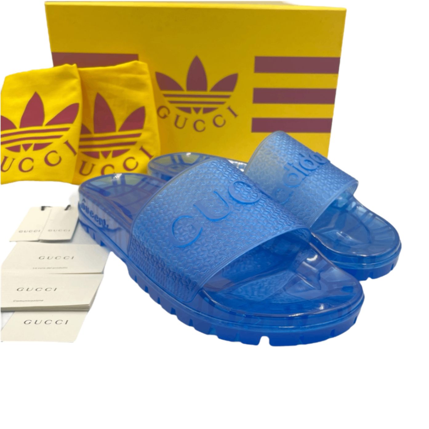 未使用品 GUCCI × adidas グッチxアディダス ブルー スライドサンダル