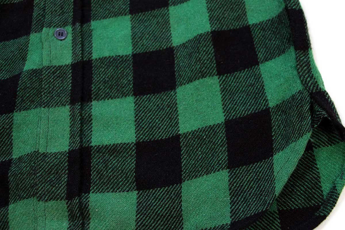 60sビンテージSEARS 裾マチ付き バッファローチェックシャツ グリーン 60sビンテージSEARS 裾マチ付き バッファローチェックシャツ グリーン