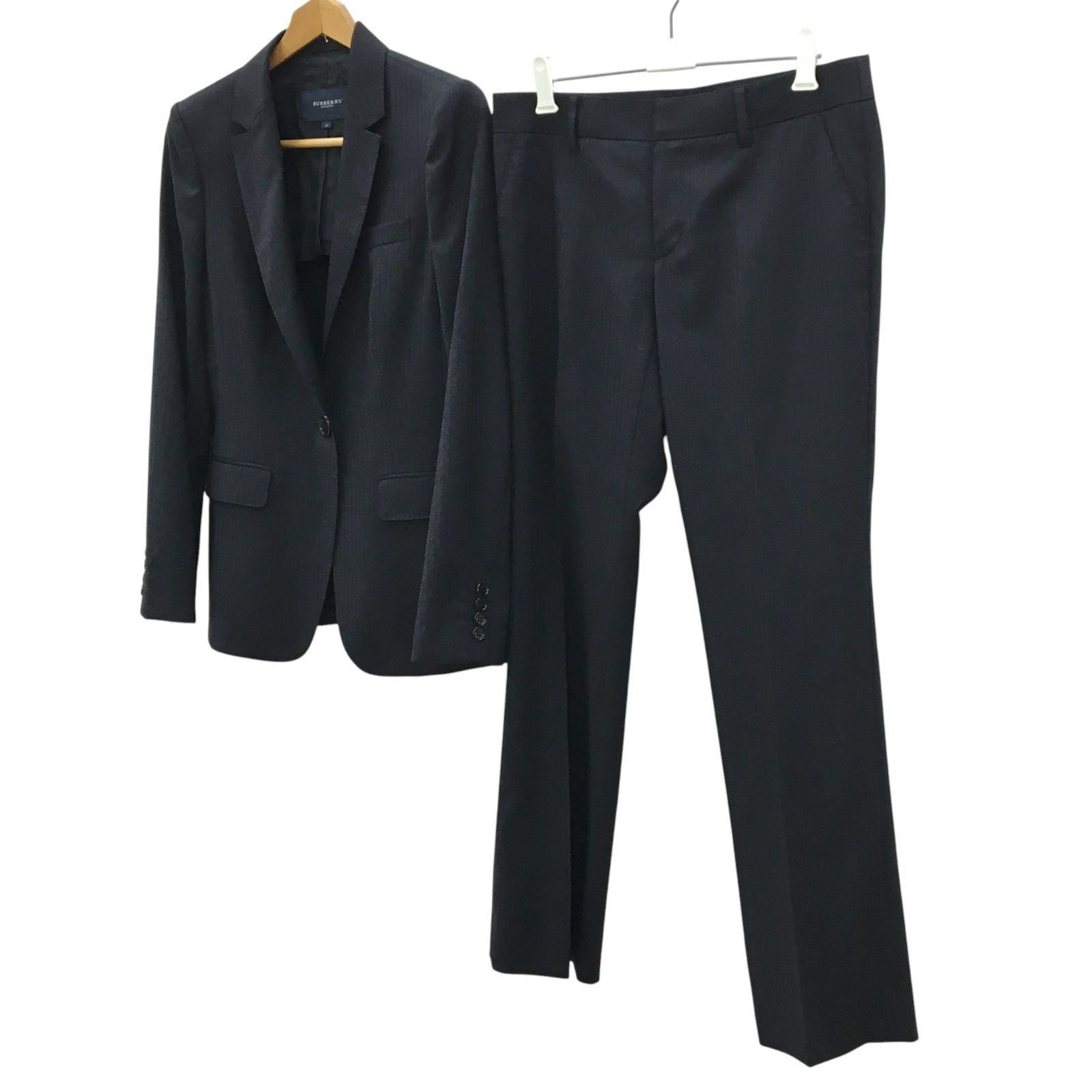 ZM1705【美品】BURBERRY LONDON スーツセットアップ 黒 ストライプ
