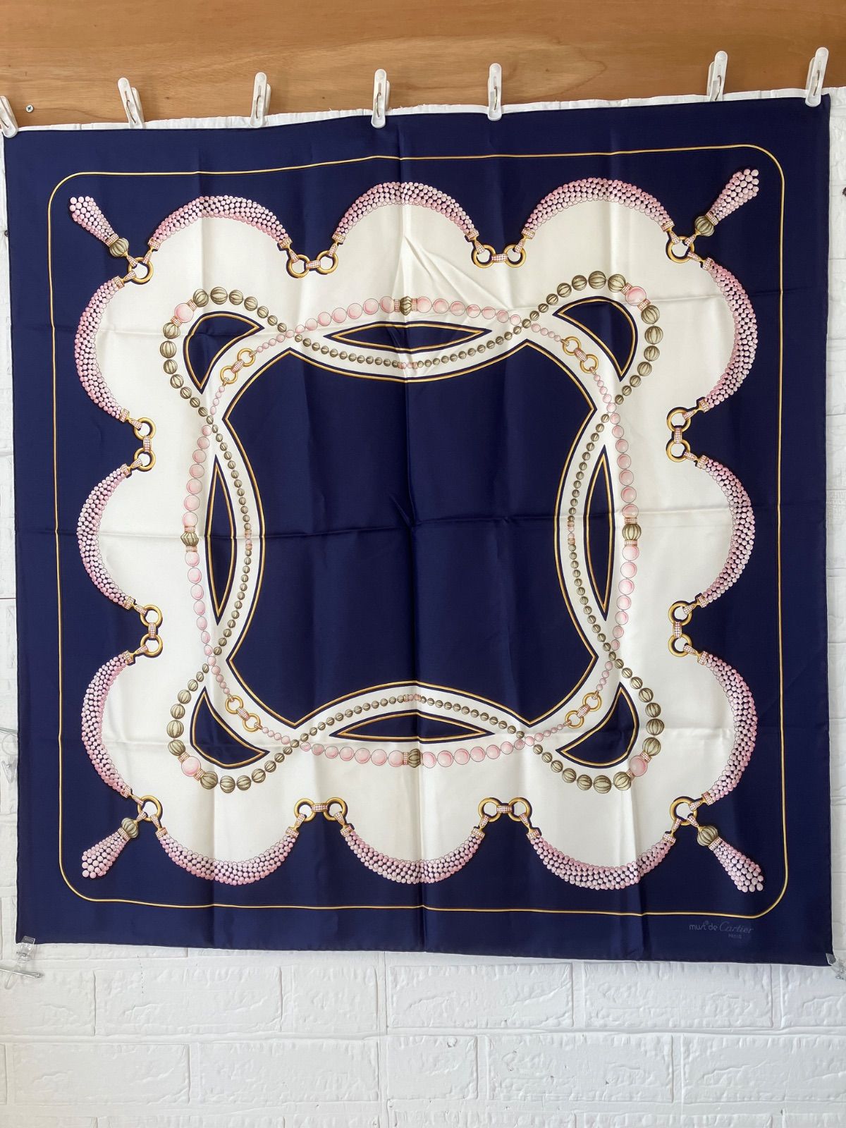 Cartier カルティエ 大判スカーフ ネイビー系 5689 - メルカリ