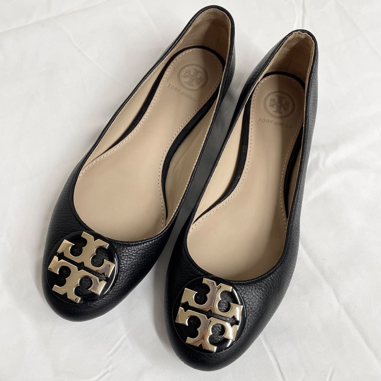 TORY BURCH トリーバーチ フラットシューズ パンプス シボ革 レザー