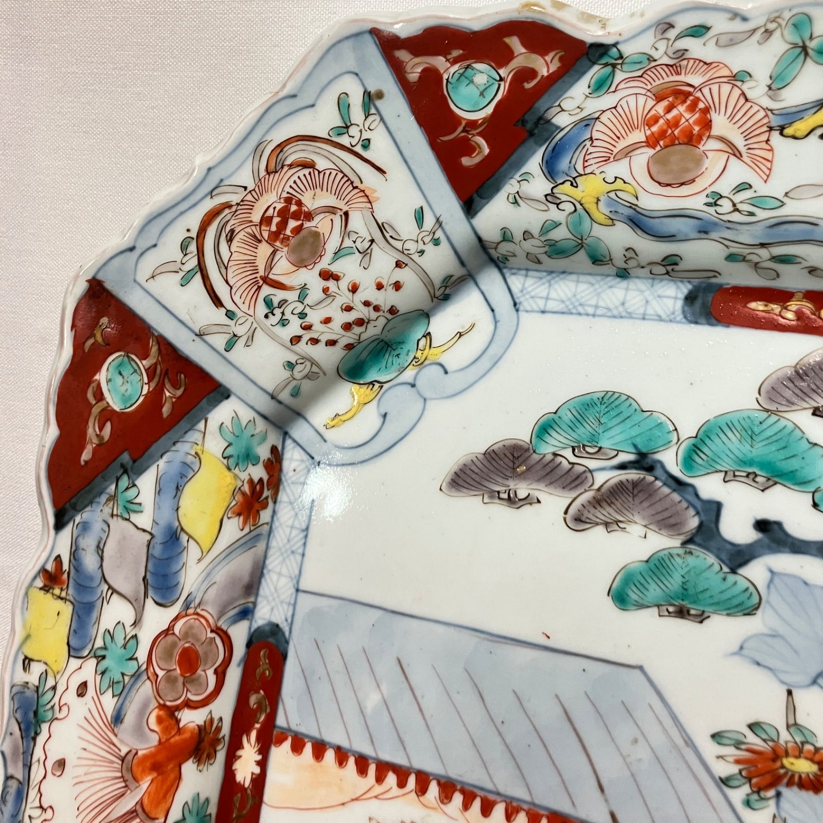 古伊万里 金彩 色絵 花鳥図 角皿 二枚対 江戸後期 36.0㎝ 共箱？ 古伊万里 色絵楼閣花鳥文 隅切角皿 江戸後期|雑貨屋えこわっか - メルカリ