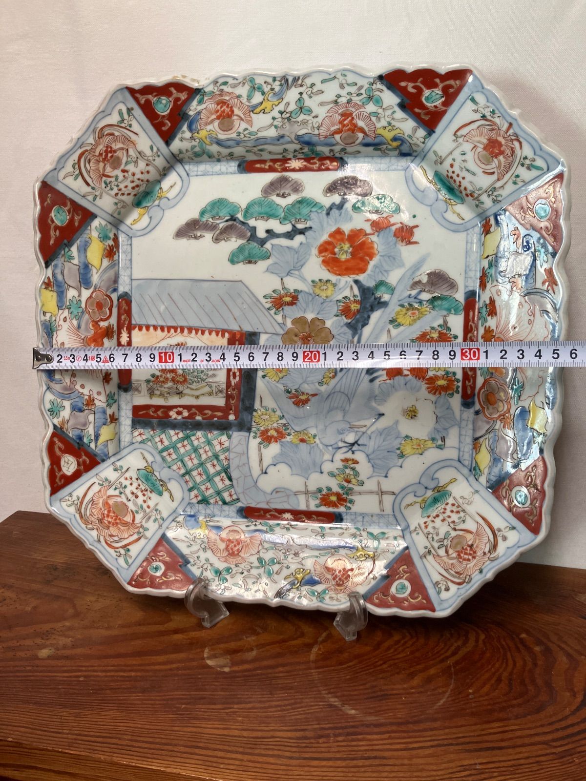 古伊万里 金彩 色絵 花鳥図 角皿 二枚対 江戸後期 36.0㎝ 共箱？ 古伊万里 色絵楼閣花鳥文 隅切角皿 江戸後期|雑貨屋えこわっか - メルカリ