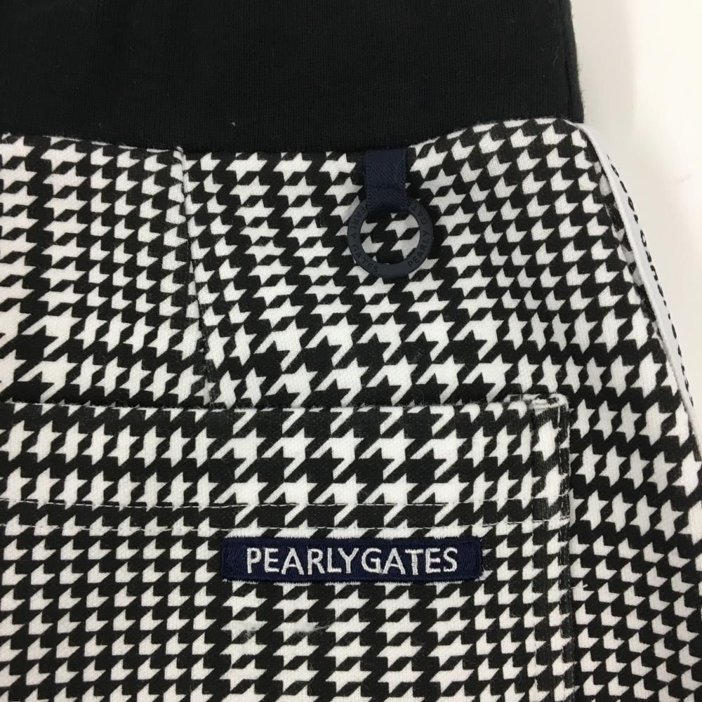 美品】パーリーゲイツ スカート 黒×白 グレンチェック ウエストゴム