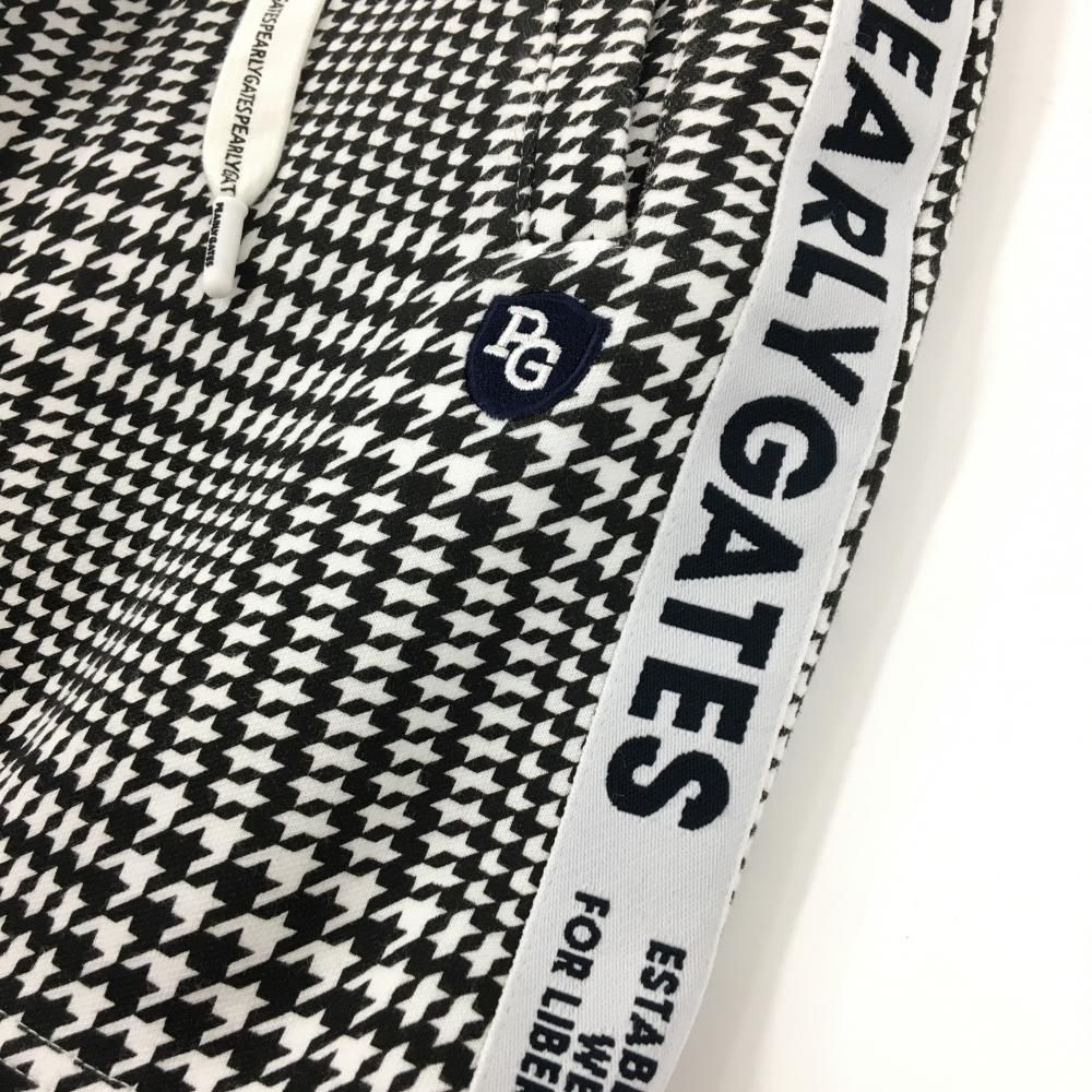 美品】パーリーゲイツ スカート 黒×白 グレンチェック ウエストゴム