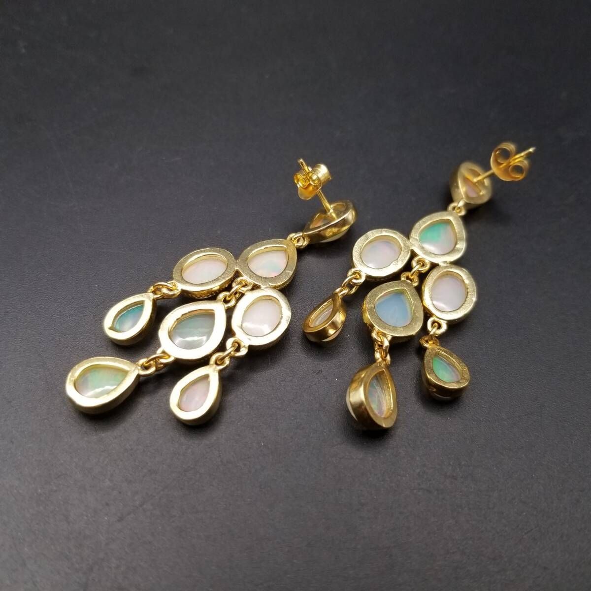 エチオピアンオパール ペアシェイプ 925 シルバー シャンデリア ピアス