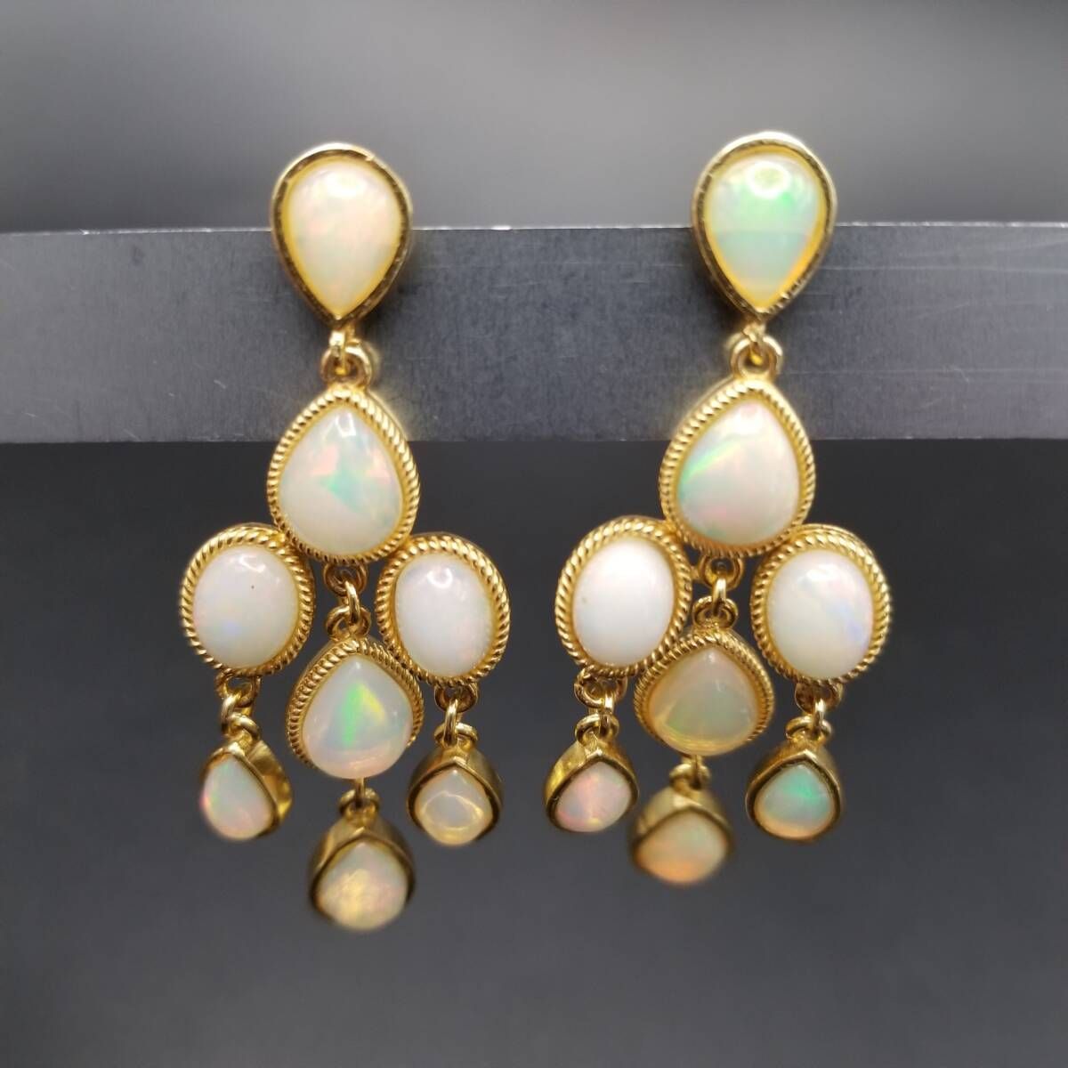 エチオピアンオパール ペアシェイプ 925 シルバー シャンデリア ピアス