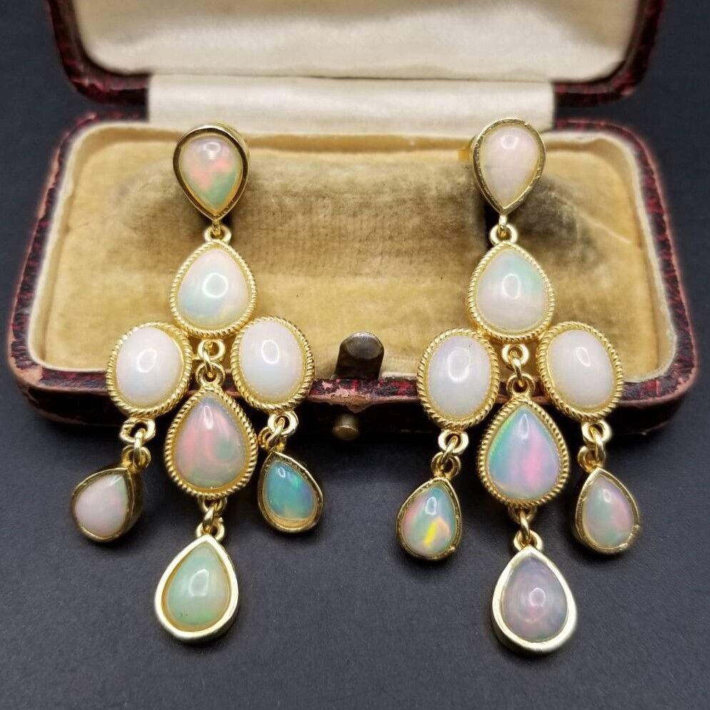 エチオピアンオパール ペアシェイプ 925 シルバー シャンデリア ピアス