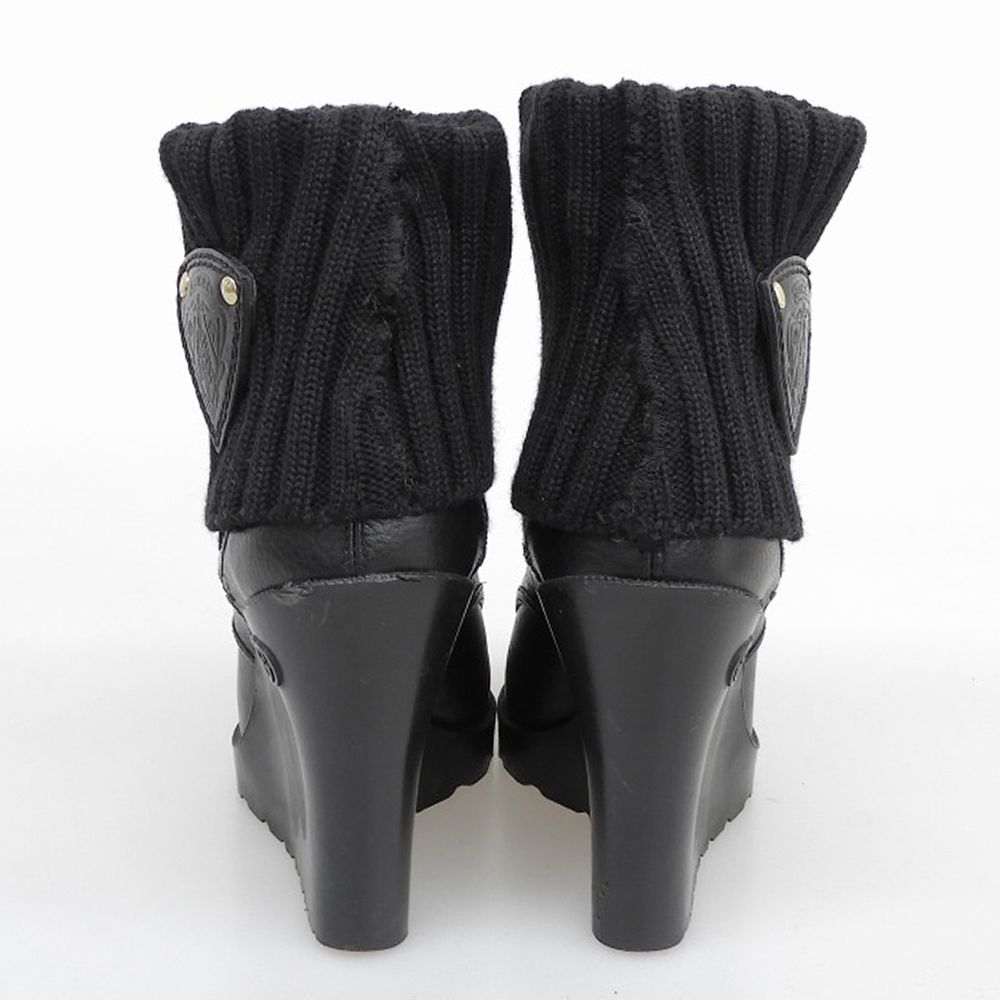 GUCCI グッチ ウェッジヒール ニットブーツ レディース ブラック 約