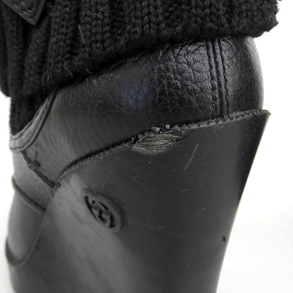 GUCCI グッチ ウェッジヒール ニットブーツ レディース ブラック 約