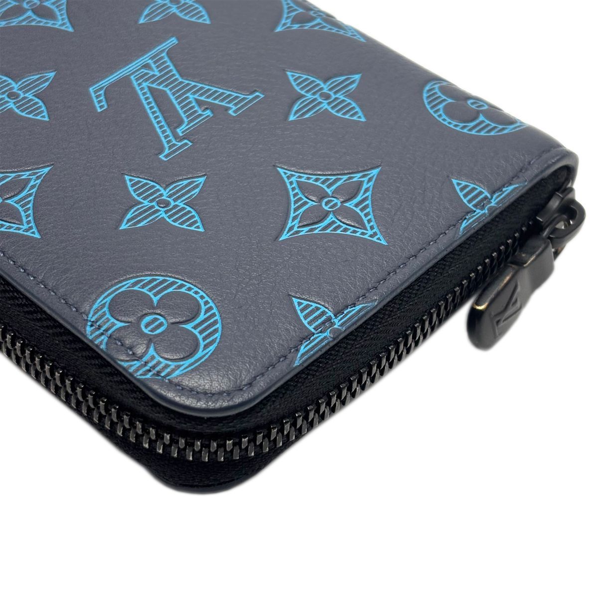 エピレザー ネイビー 長財布 LVロゴ　中古 中古】 ルイヴィトン メンズ レザー 長財布 ネイビー モノグラム