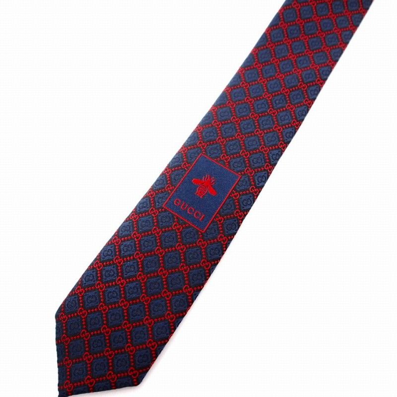 グッチ GUCCI ネクタイ 148×7㎝ ネイビー/レッド 571800 - メルカリ