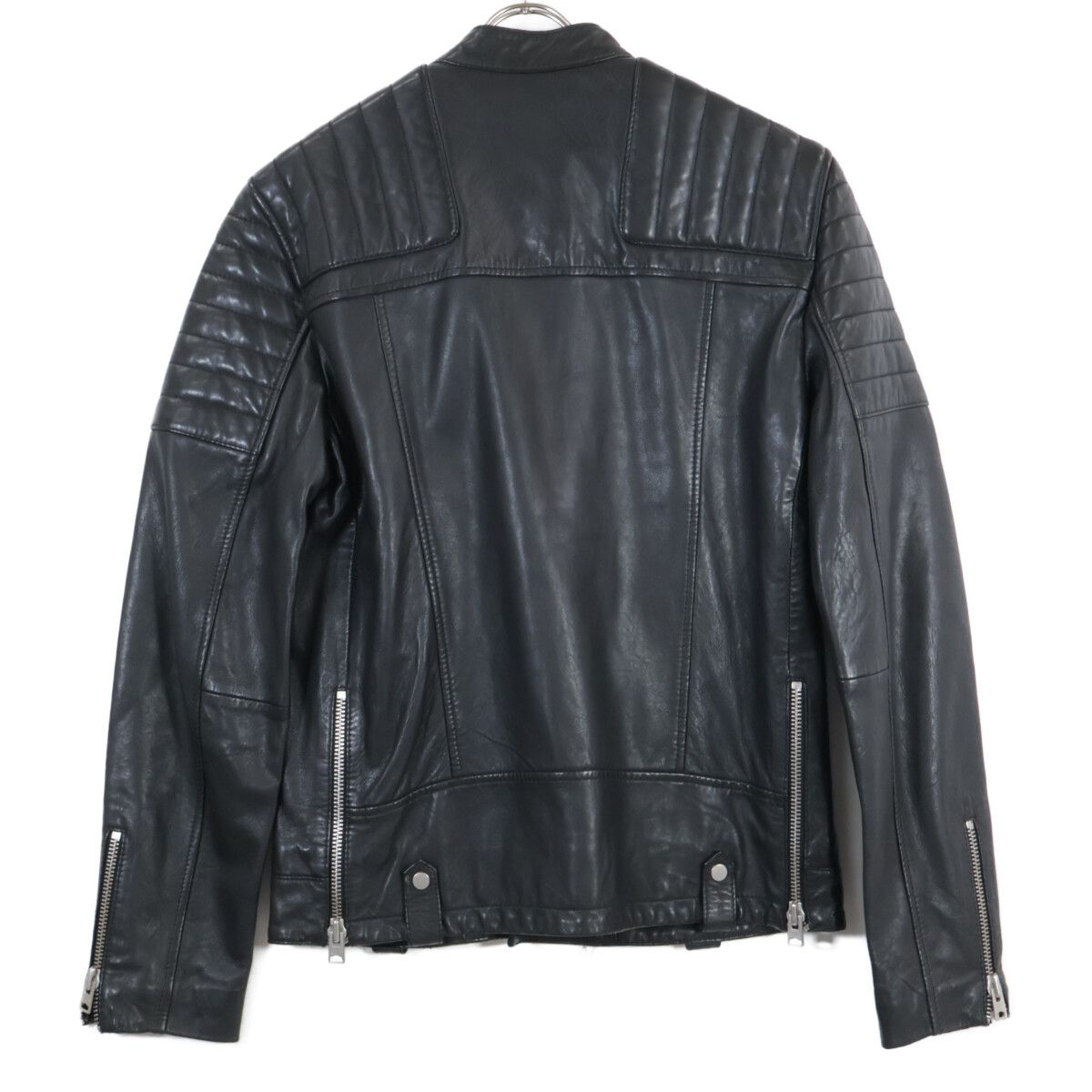 AllSaints オールセインツ ML018F ﾌﾞﾗｯｸ ｼｰﾌﾟｽｷﾝ ﾀﾞﾌﾞﾙﾗｲﾀﾞｰｽｼﾞｬｹｯﾄ S