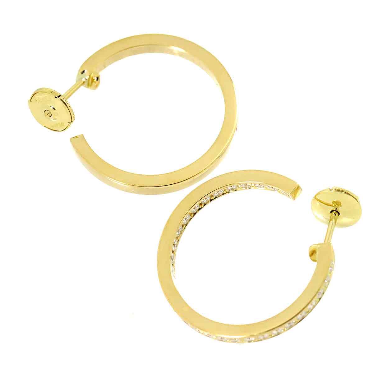 カルティエ Cartier クラシック ダイヤ フープ ピアス K18 YG イエロー