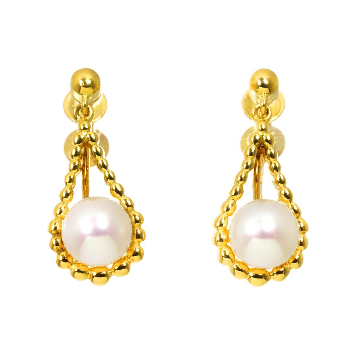 ミキモト MIKIMOTO アコヤ真珠 6.1mm イヤリング K18 YG イエロー