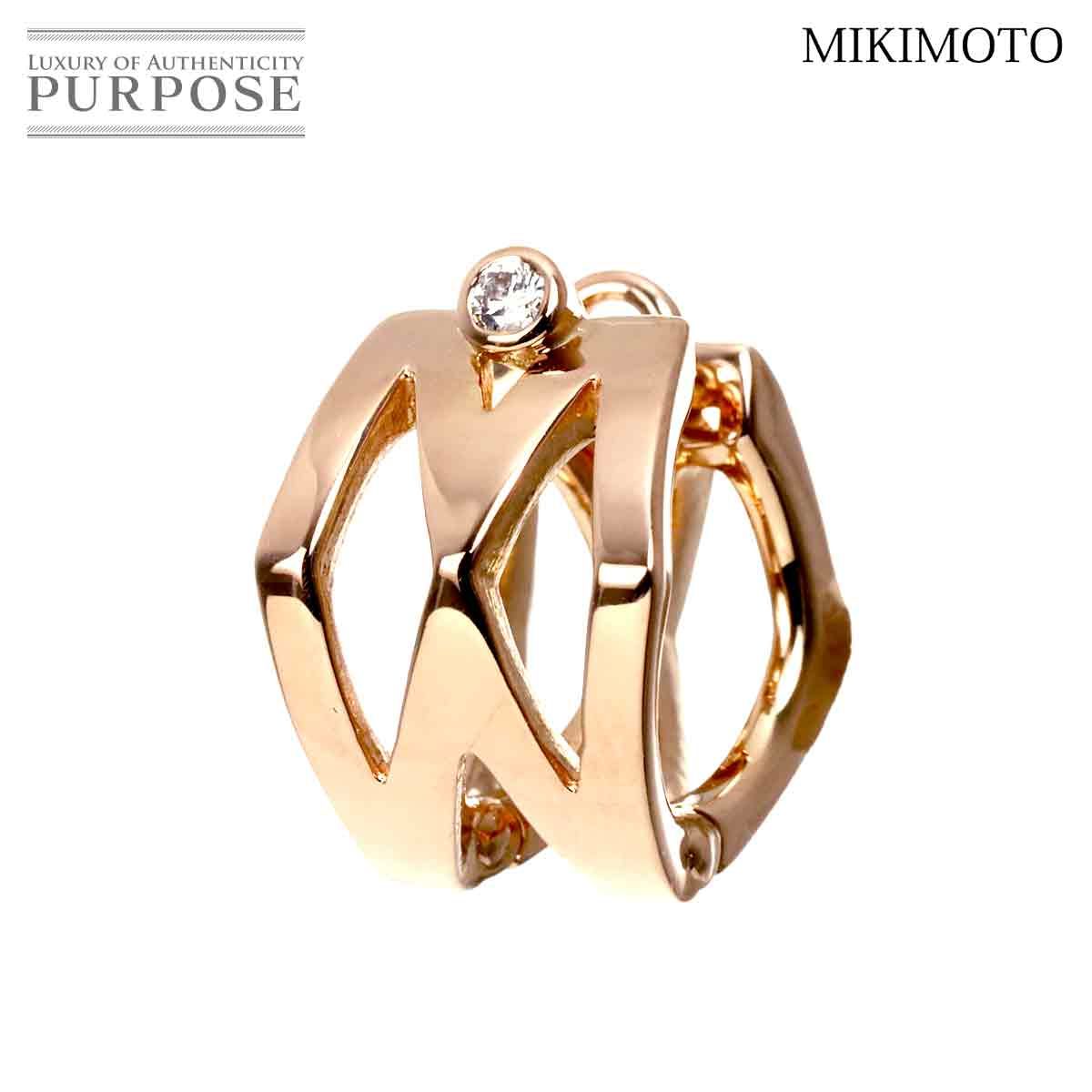 ミキモト MIKIMOTO Mシグネチャー ダイヤ 0.02ct ピアス K18 PG ピンク