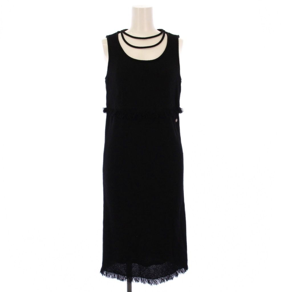 シャネル CHANEL ノースリーブワンピース ひざ丈 フリンジ ココマーク