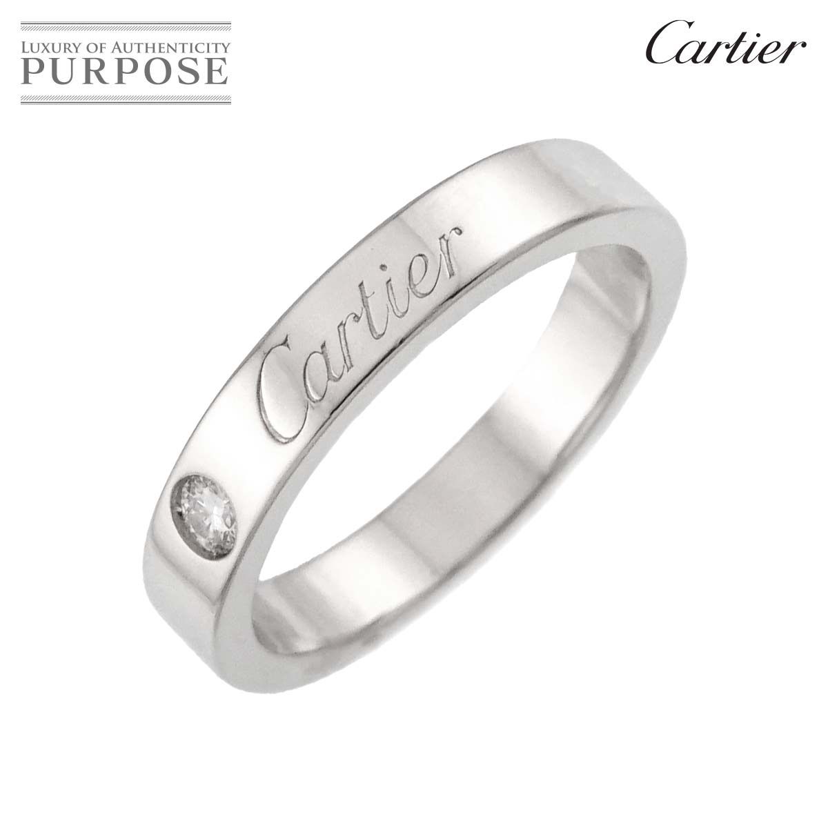カルティエ Cartier Cドゥ #46 リング 幅3mm ダイヤ 1P Pt プラチナ