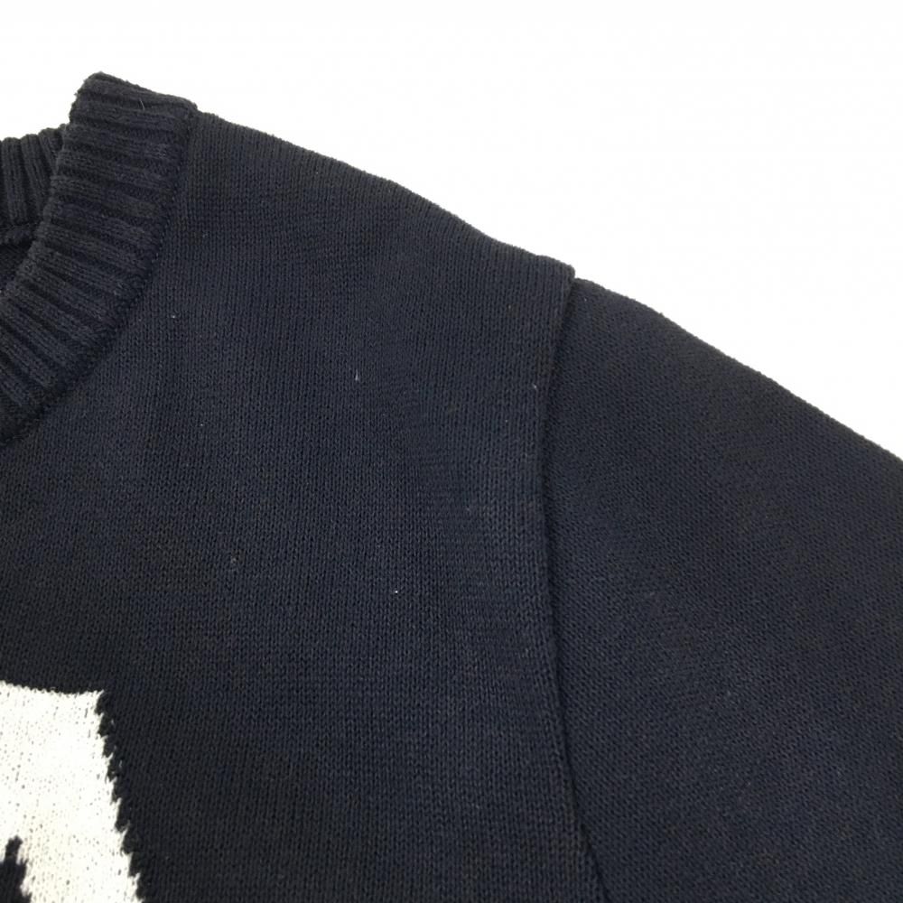 パーリーゲイツ セーター ネイビー×白 裾ライン ビッグロゴ ニット