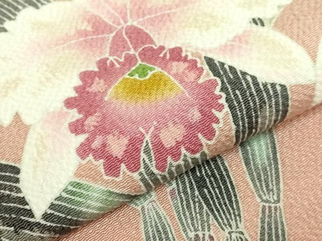 平和屋着物●極上　人間国宝・羽田登喜男　九寸名古屋帯　カニ　蟹　鬼しぼ縮緬　逸品　DZAB5717kh6 平和屋着物○極上 人間国宝・羽田登喜男 九寸名古屋帯 枝花文 ときがら