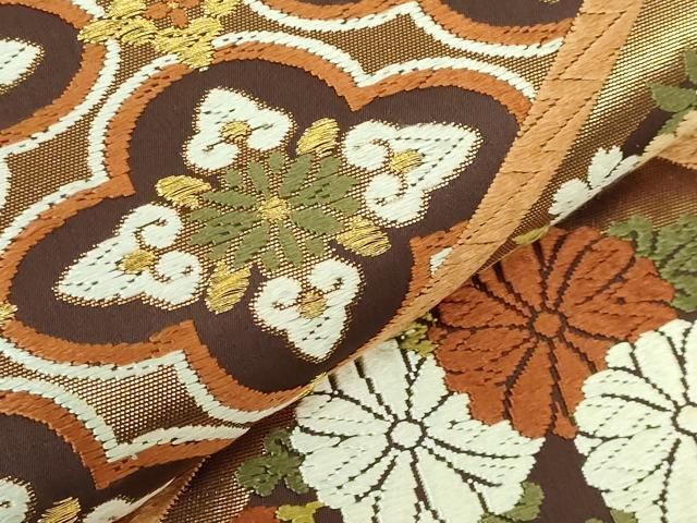 平和屋着物○極上 西陣 河合美術織物謹製 六通柄袋帯 唐織 格天井花文