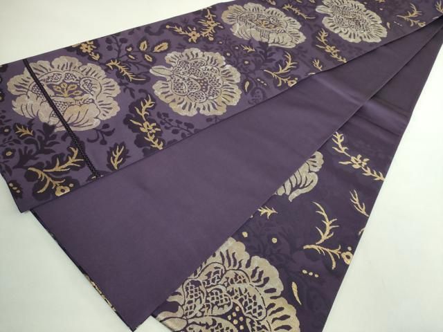 平和屋着物○極上 洛風林 工芸帯地 六通柄袋帯 草花文 金糸 逸品