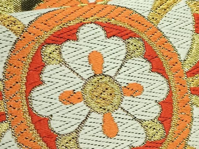 平和屋着物○極上 西陣 川島織物 六通柄 本袋帯 唐織 蜀江花文 黒地