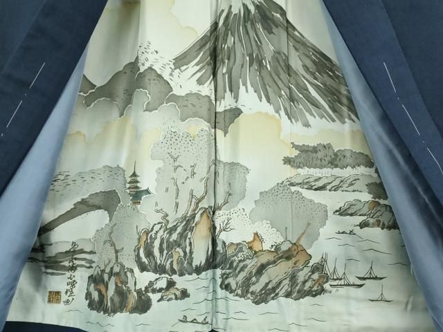 平和屋着物□極上 男性 紬 アンサンブル キングサイズ 長羽織 色無地