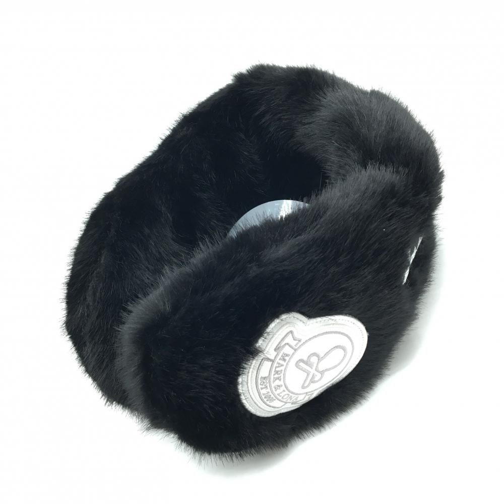 マークアンドロナイヤーマフMARK＆LONA 新品】マークアンドロナ イヤーマフ 黒×白 ファー ロゴシルバー 耳当て