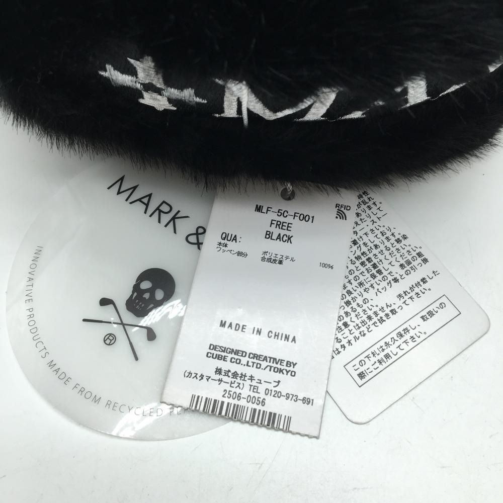 新品】マークアンドロナ イヤーマフ 黒×白 ファー ロゴシルバー 耳当て