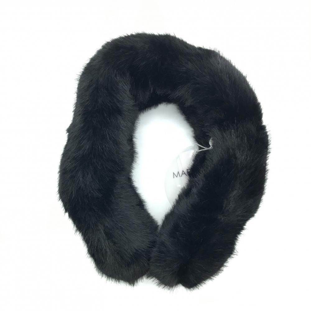 新品】マークアンドロナ イヤーマフ 黒×白 ファー ロゴシルバー 耳当て