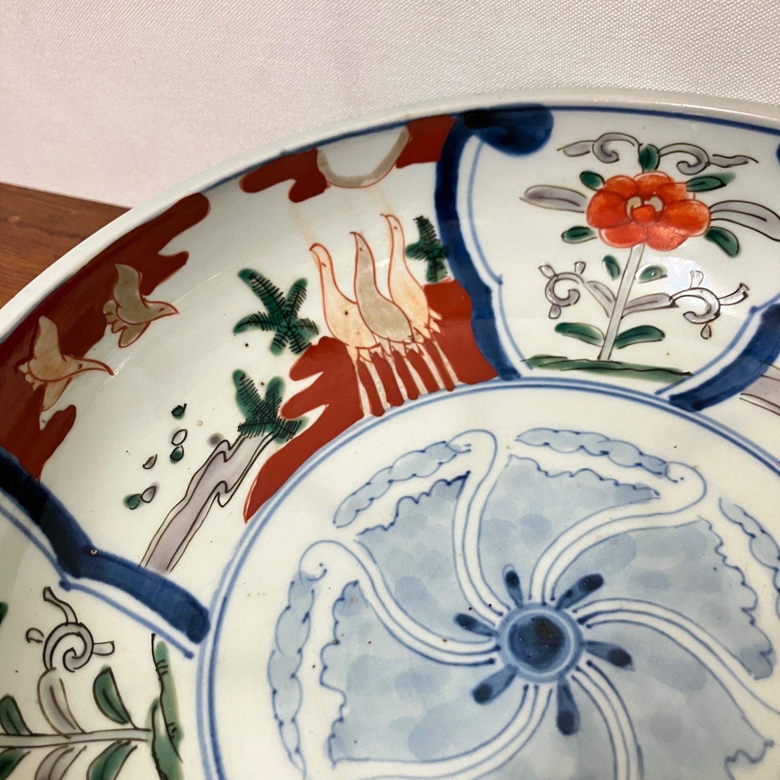 江戸後期 伊万里 色絵 鶴と松の図 大鉢（幕末頃）|雑貨屋えこわっか