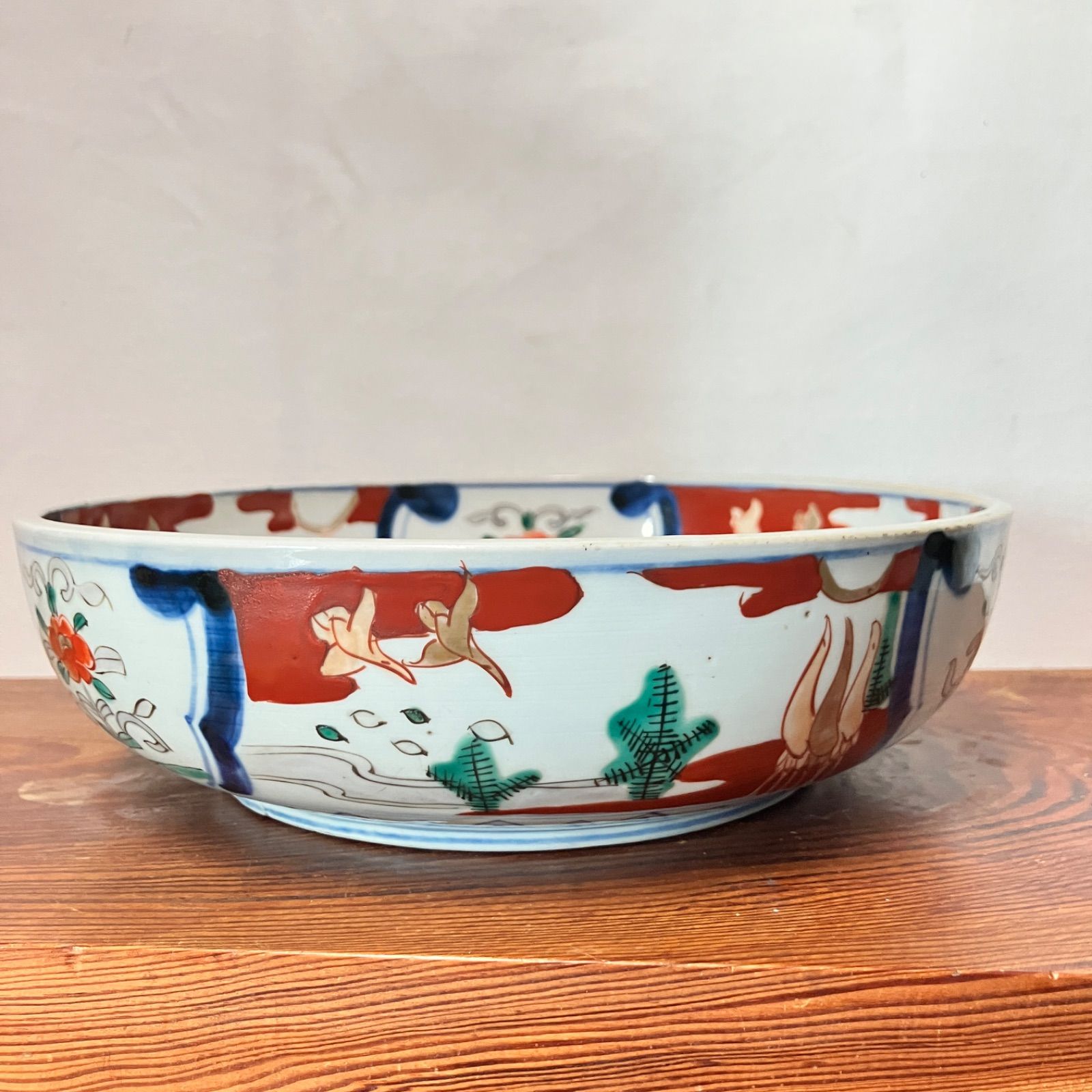 三ッ重ね鉢　色絵　江戸後期 古伊万里焼 江戸後期〜幕末頃 色絵山水絵図 大鉢40cm - メルカリ