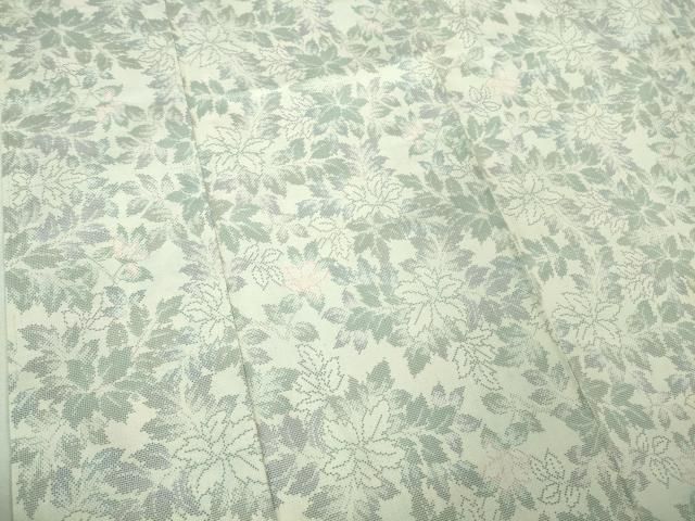 ☆ 本場大島紬 白大島 一元7マルキ 花唐草模様 乳白色 K-5207 ☆ 本場大島紬 白大島 一元7マルキ 花唐草模様 乳白色 K-5207