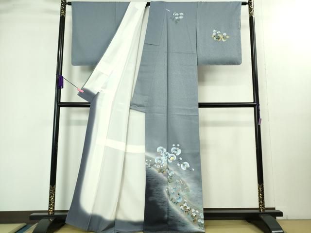 平和屋着物●極上　訪問着　螺鈿　胡蝶蘭　草花文　青藤色地　暈し染め　金銀彩　健勝苑扱い　逸品　未使用　DZAB2151kh6 平和屋着物○極上 訪問着 螺鈿 胡蝶蘭 草花文 青藤色地 暈し染め 金銀