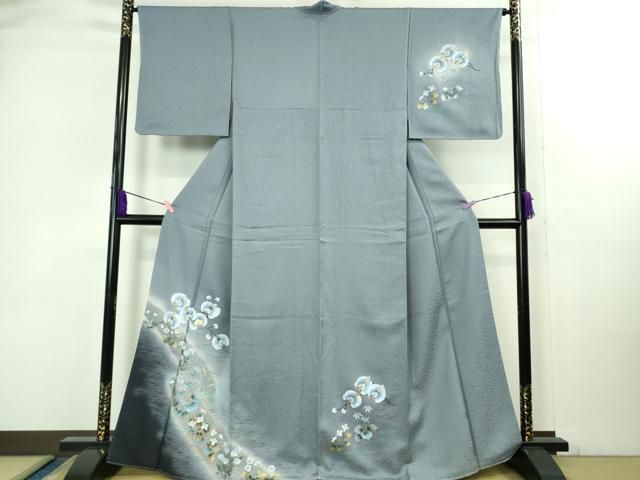 平和屋着物●極上　訪問着　螺鈿　胡蝶蘭　草花文　青藤色地　暈し染め　金銀彩　健勝苑扱い　逸品　未使用　DZAB2151kh6 平和屋着物○極上 訪問着 螺鈿 胡蝶蘭 草花文 青藤色地 暈し染め 金銀